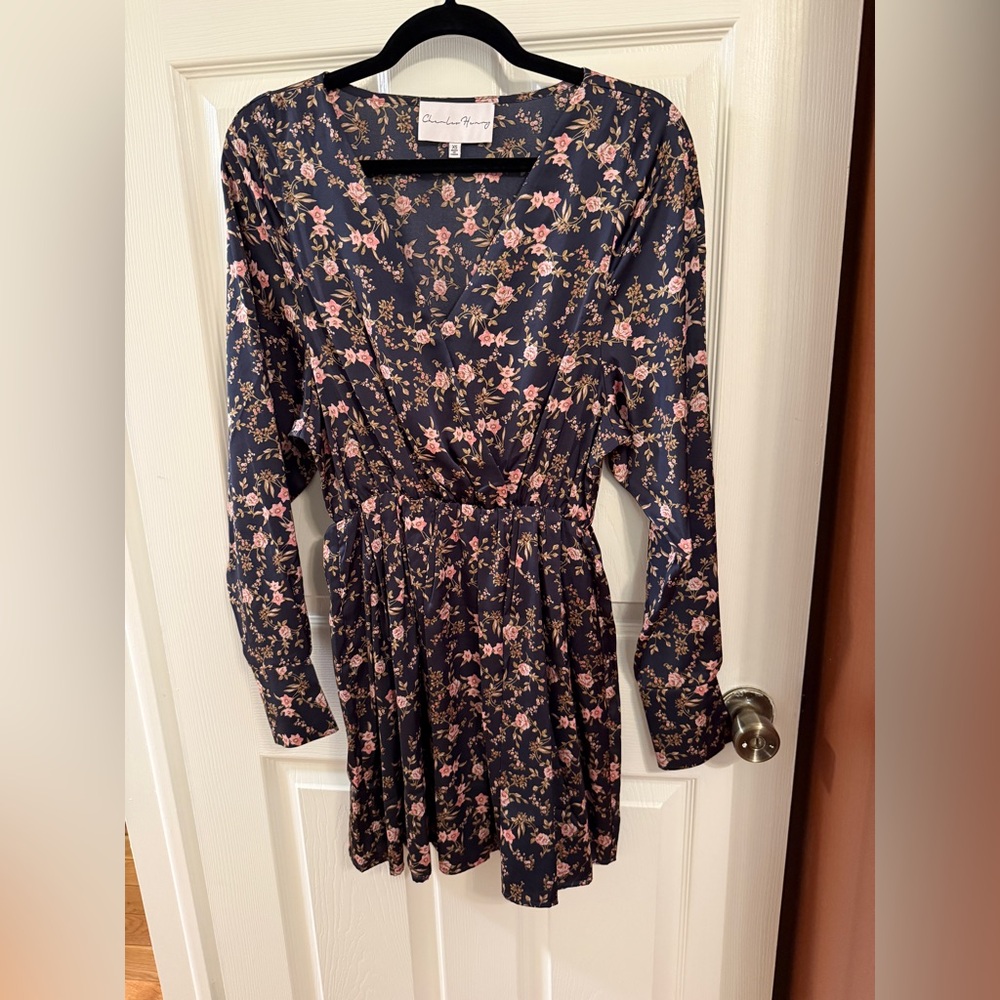 Charles Henry Silky Floral Mini Dress